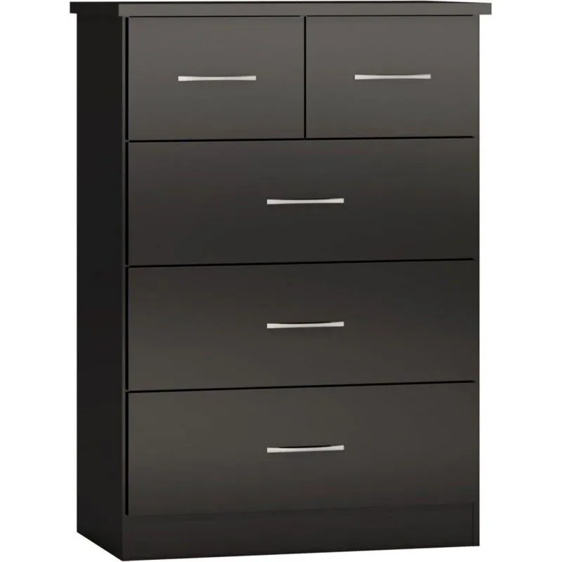 Seconique Nevada 3+2 Drawer Chest in Jet Black Jet Black