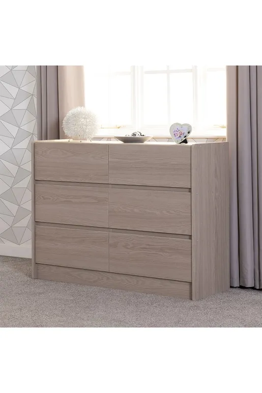 Seconique Paris 6 Drawer Chest in Light Grey Light Grey