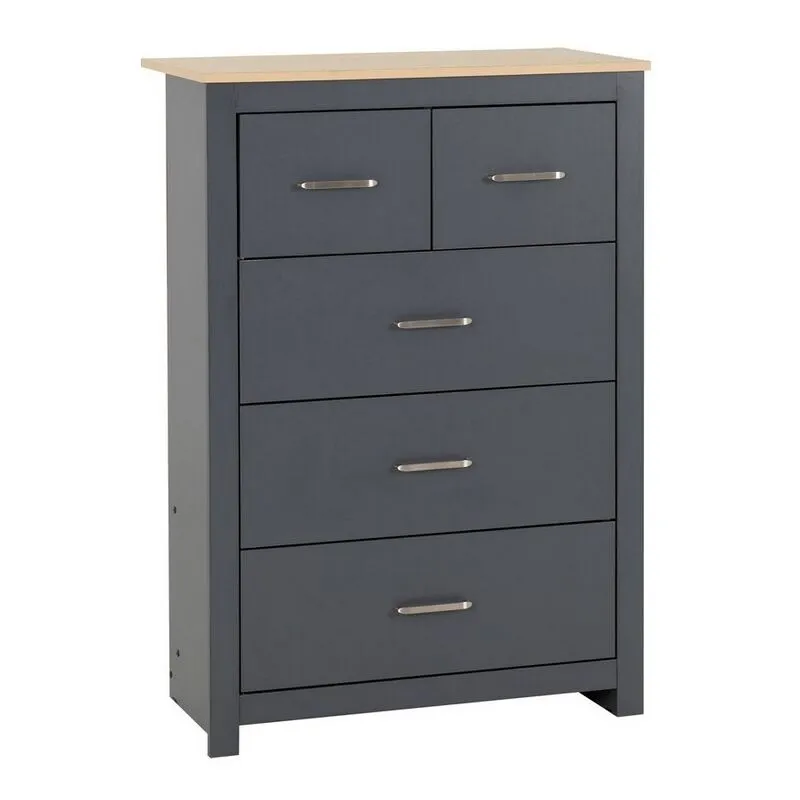 Seconique Portland 3+2 Drawer Chest in Grey Grey