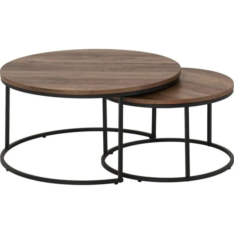 Seconique Quebec Round Coffee Table Set in Dark Brown Dark Brown