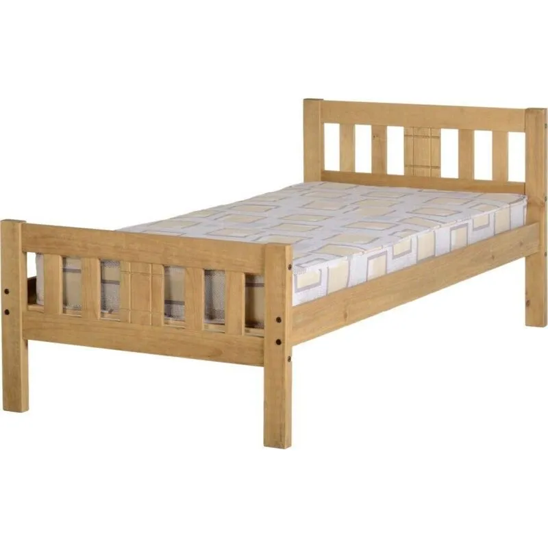 Seconique - Rio 3 Feet Bed Frame - L198 x W98 x H80 cm - Distressed Waxed Pine
