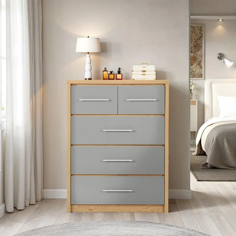 Seconique Seville 3+2 Drawer Chest in Grey Grey