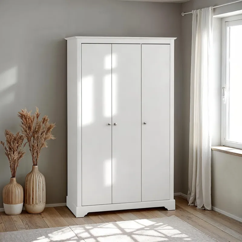 Seconique Stratford 3 Door Wardrobe in White White
