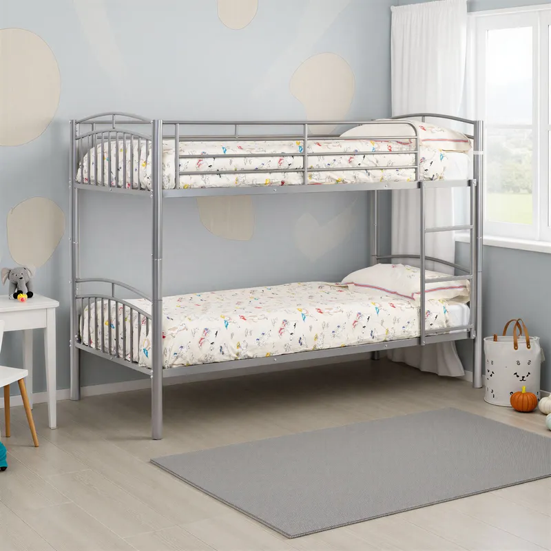 Seconique Ventura 3' Single Bunk Bed in Metallic Silver Metallic Silver Single