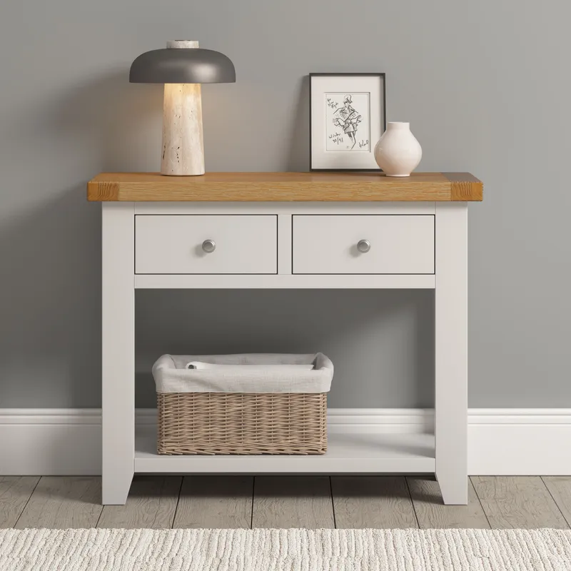 Seconique Windsor 2 Drawer Console Table (Fully Assembled) in Ivory Ivory