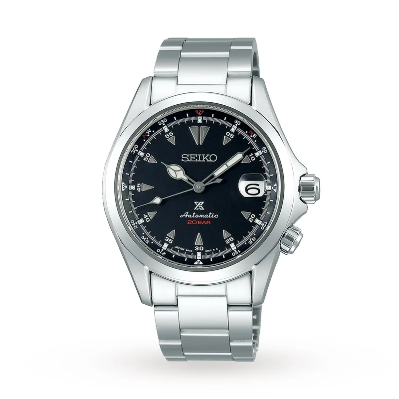 Seiko Mens Prospex Alpinist Automatic Black Dial Stainless Steel Bracelet Watch SPB117J1