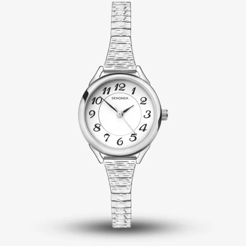 Sekonda Women's Easy Reader Expandable Silver Watch 2638 in White - White