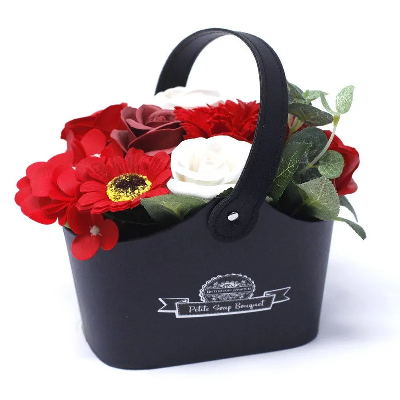 Serenityy Bouquet Petite Basket - Rich Reds in Red - Red