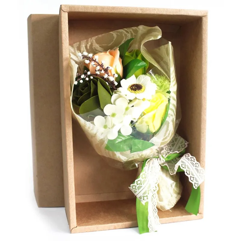 Serenityy Unisex Boxed Hand Soap Flower Bouquet - Greens in Green Green One Size female