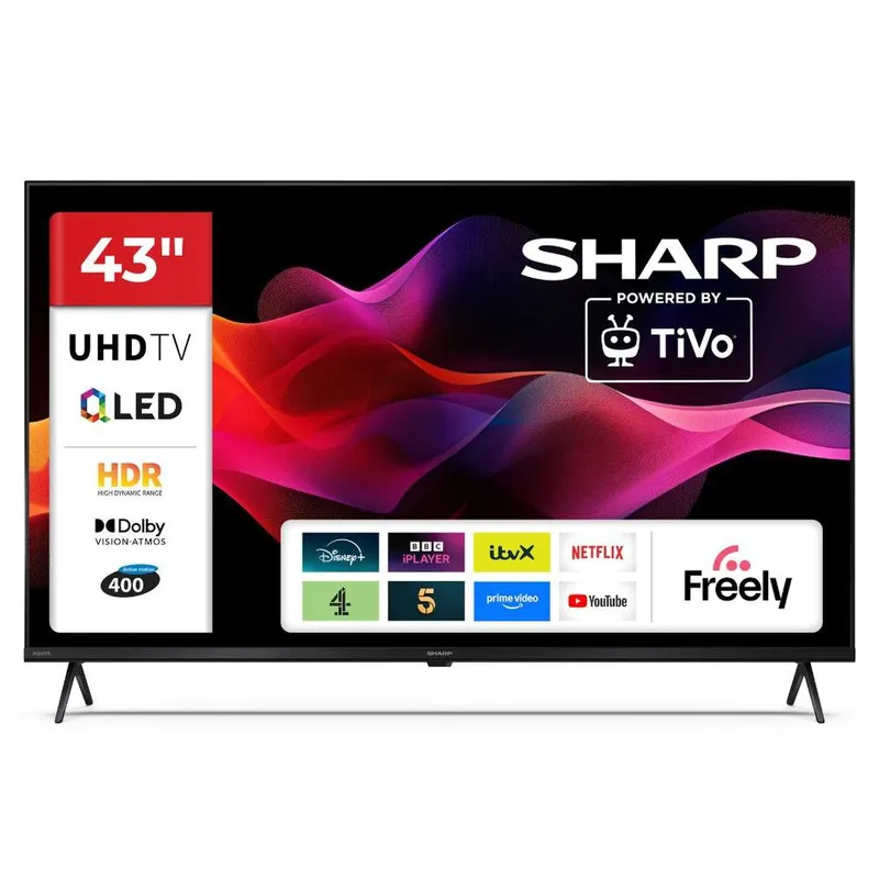 Sharp 43HM5245K 43 Inch 4K Ultra HD TiVo Smart Qled TV Frameless in Black Black