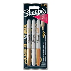 Sharpie Metallic Permanent Marker Pen Fine Assorted (3 Pack) 1849114