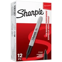 Sharpie Permanent Black Marker Pens - Pack of 12