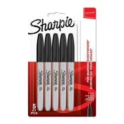 Sharpie Permanent Marker Fine Black (Pack of 5) 1986051