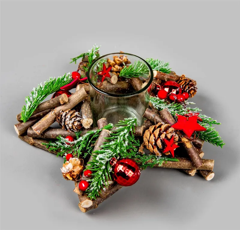 Shatchi 22cm Twig Star Candle Holder Red Multicolor