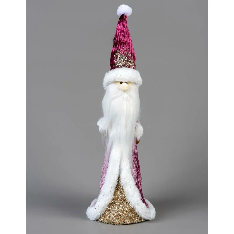 Shatchi 34cm Santa Burgundy / Gold - Christmas Figurine