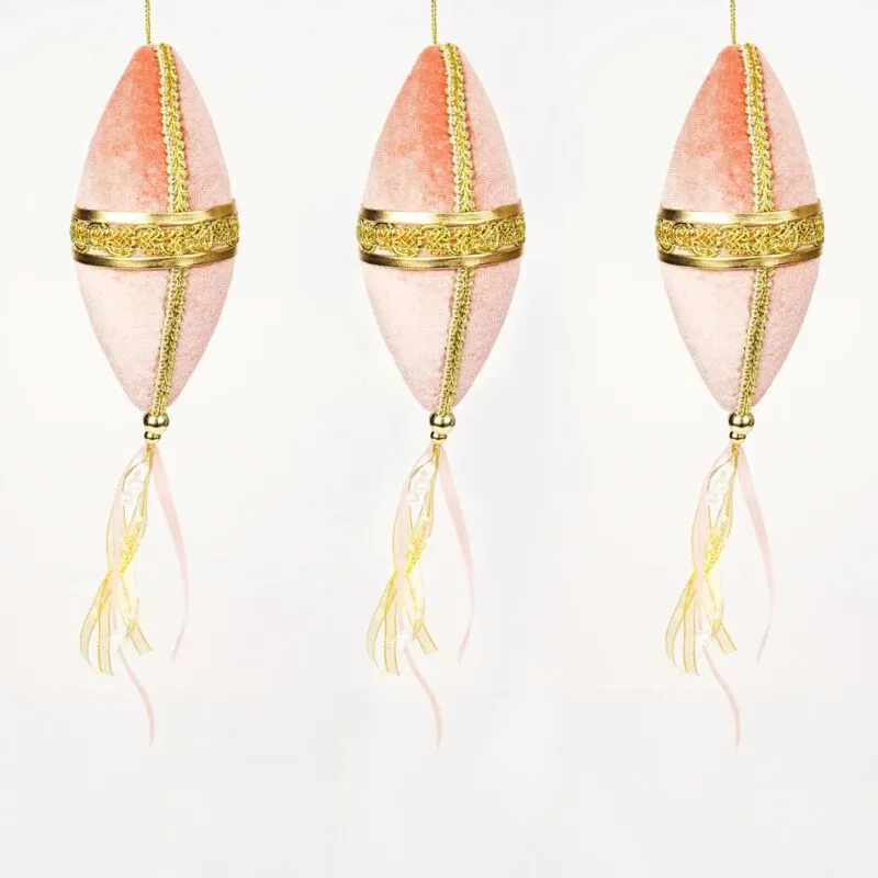 Shatchi - 3PcsPink Nut Bauble Decorations 7x30cm - Christmas Tree Hanging Décor