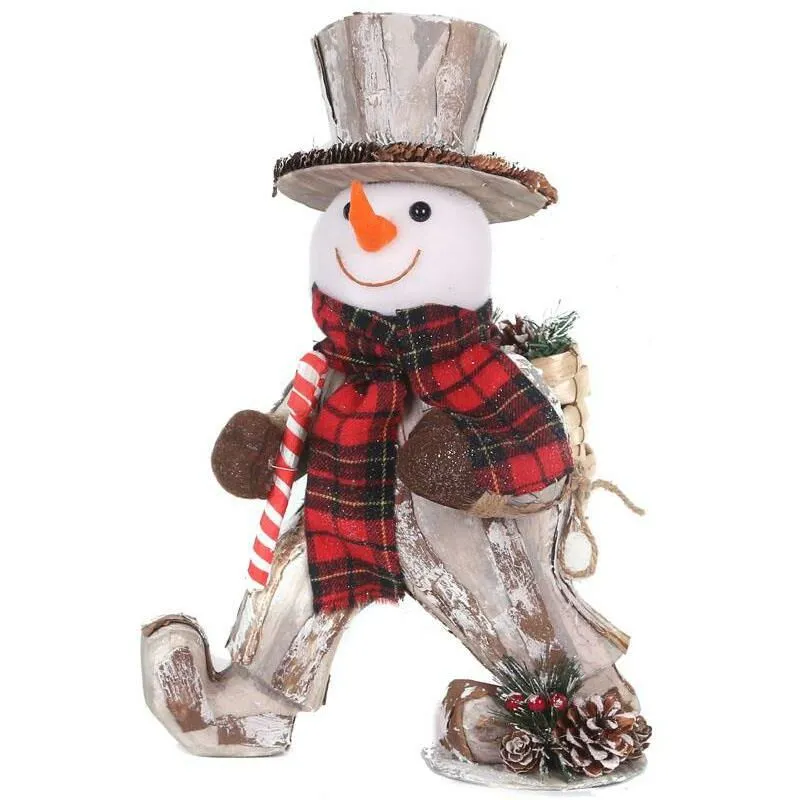 Shatchi 40cm Christmas Tabletop Decorated with Pines Berries Showpieces decoration, white Walking Snowman