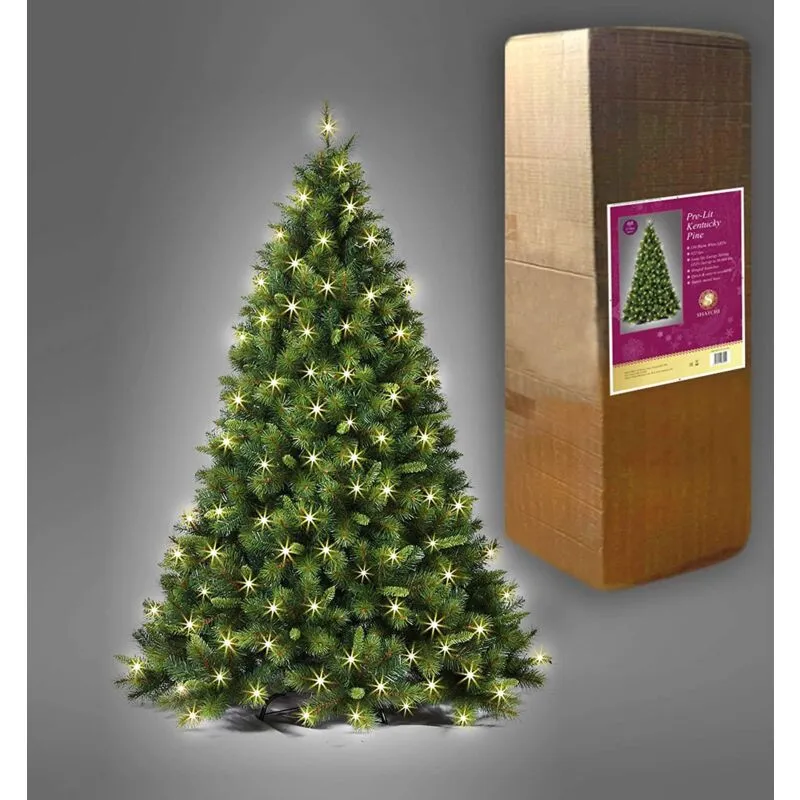 Shatchi 6Ft Bushy Green Kentucky Pine Tree 180CM Pre-Lit