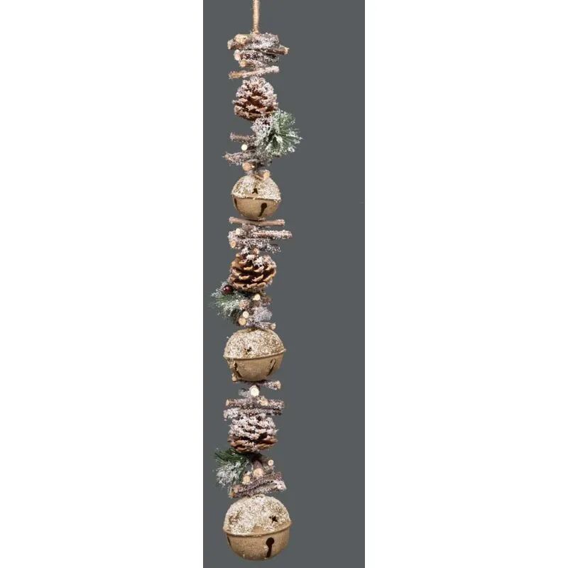 Shatchi 90cm Garland Hanging Decoration With Cream Tripple Bells