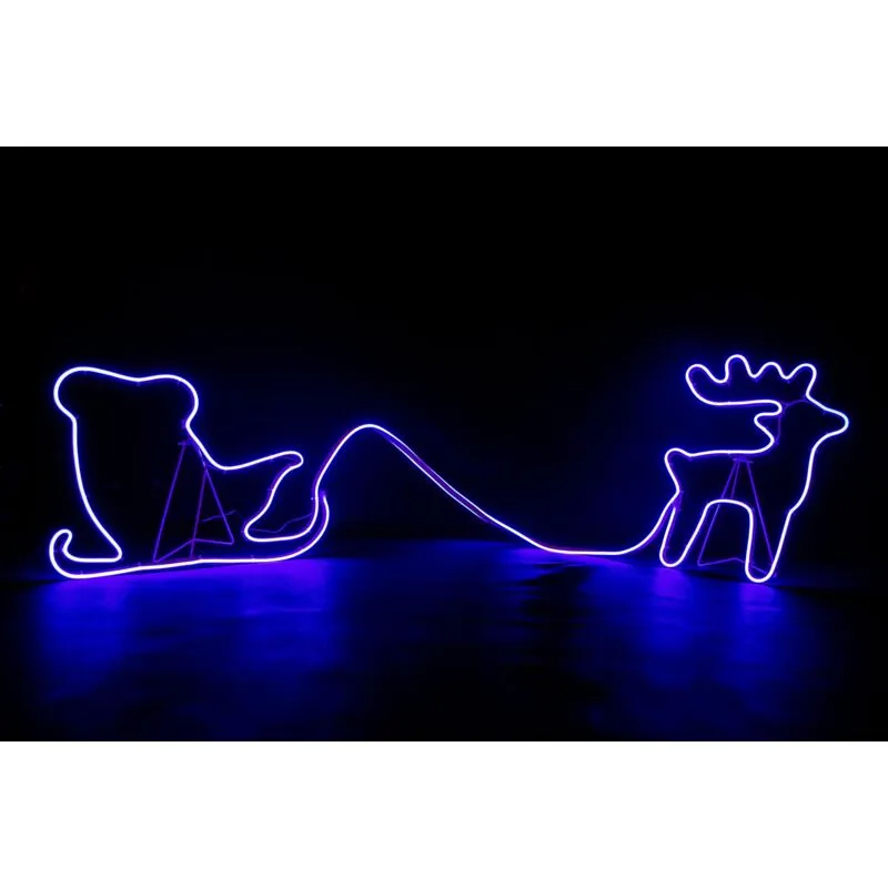 Shatchi Reindeer 30x40cm and Sleigh 30x45cm Rope Light Silhouette-blue
