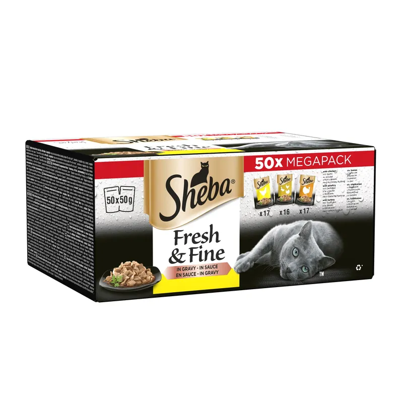 Sheba - Fresh & Fine Wet Cat Food Pouches Poultry in Gravy Meg - 748347