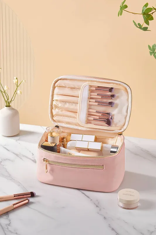 Sheonly Large Toiletry Bag Cosmetic Bag Travel Makeup Bag Organizer in Pink - Pink