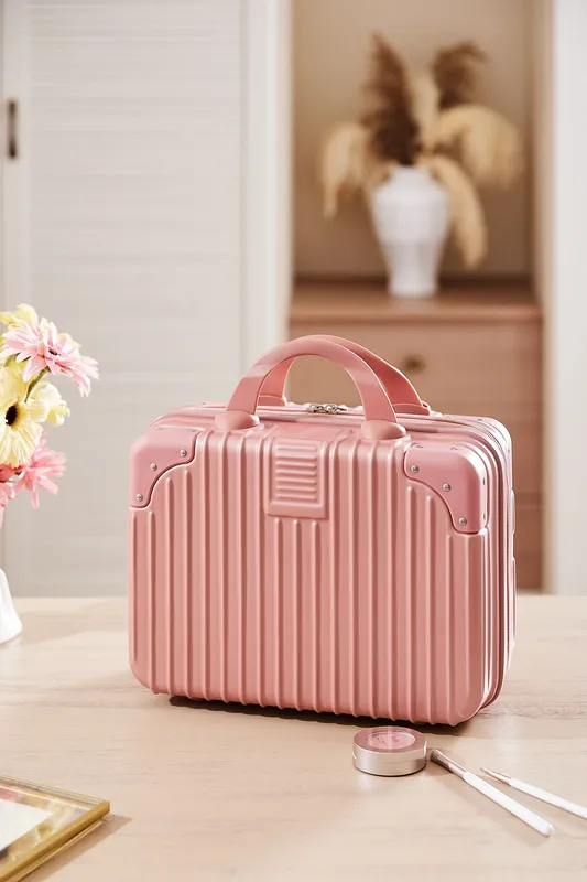 Sheonly Pink Portable Makeup Case for Travel Suitcase Pink
