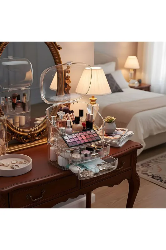 Sheonly Tabletop Cosmetic Storage Organiser in Clear - Clear - Size: One Size