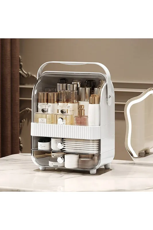 Sheonly Tabletop Cosmetic Storage Organiser in White - White