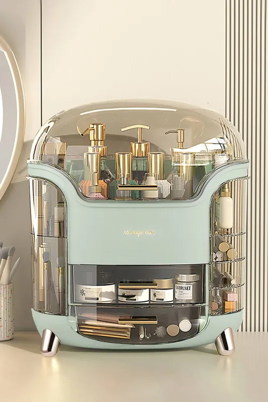 Sheonly Large Capacity Makeup Organizer Storage with Drawers in Green Green