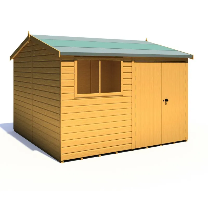 10x10 Shire Atlas Premium Reverse Apex Shiplap Shed with Double Doors - Shiplap