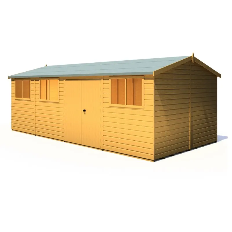 10x20 Shire Atlas Premium Reverse Apex Shiplap Wooden Shed with Double Doors - Shiplap