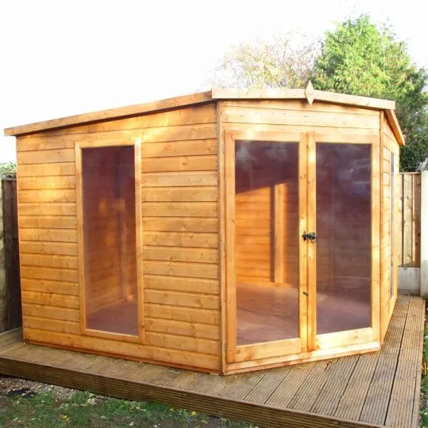 10x10 Shire Barclay Corner Summerhouse - 10x10 Shire Barclay Corner Summerhouse in shiplap