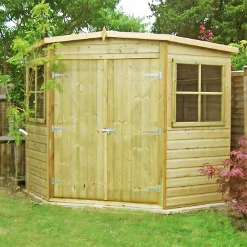 Shire Pressure Treated Corner Shed Shiplap Garden Shed Approx 8 x 8 Feet