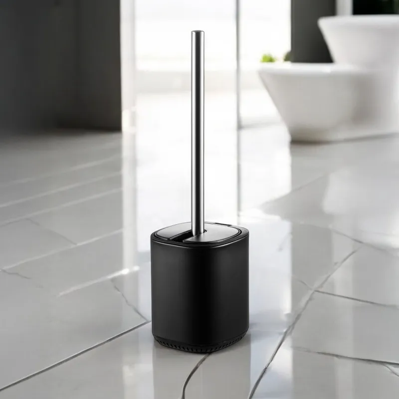 Showerdrape Echo Black Steel Toilet Brush & Holder Black