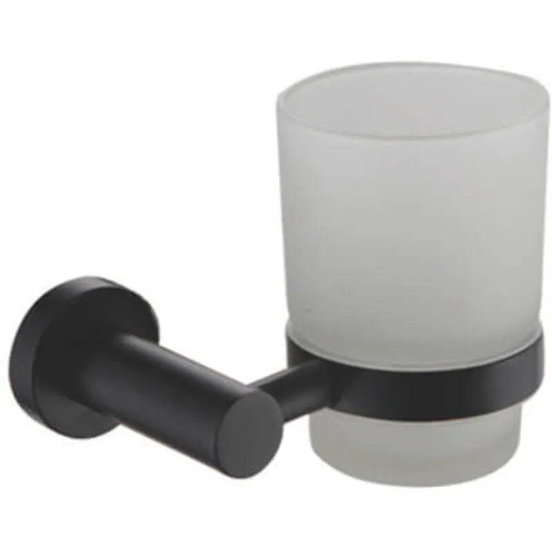 Showerdrape Modernity Black Stainless Steel Wall Mounted Frosted Glass Toothbrush Holder