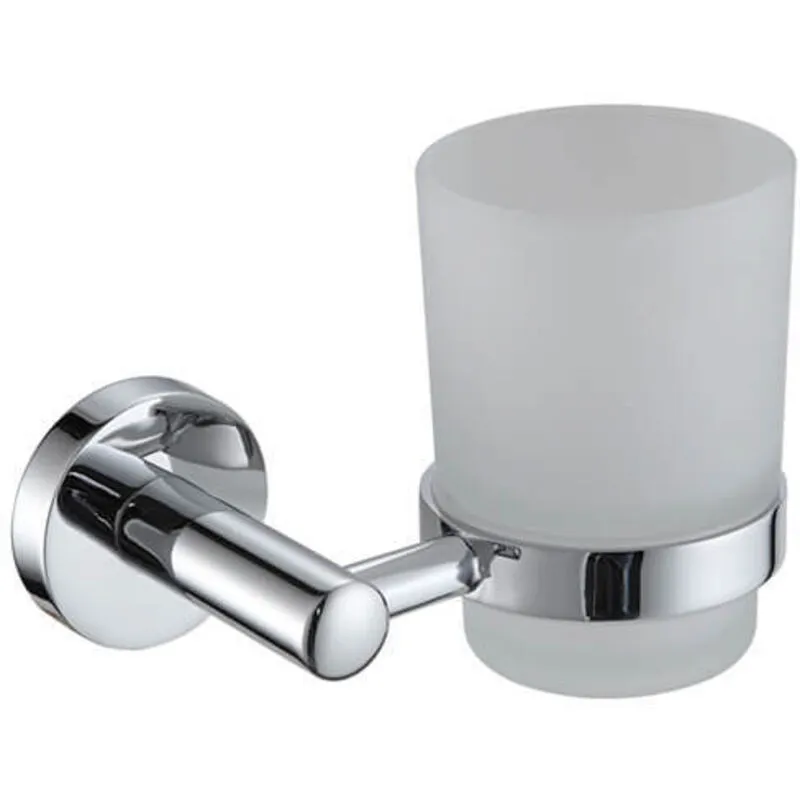 Showerdrape - Modernity Chrome Stainless Steel & Frosted Glass Wall Mounted Toothbrush Holder