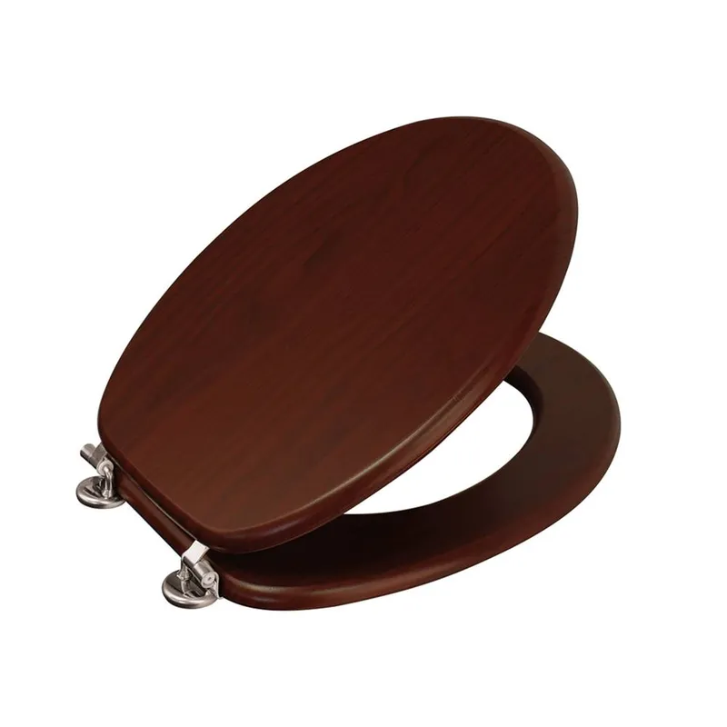 Showerdrape Oxford Mahogany Wooden Toilet Seat in Dark Brown Dark Brown