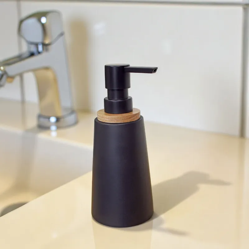 Showerdrape Sonata Black & Bamboo Liquid Soap Dispenser Black