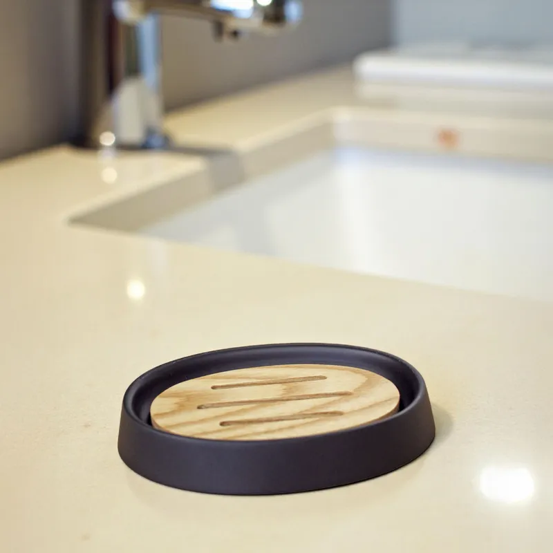 Showerdrape Sonata Black & Bamboo Soap Dish Black