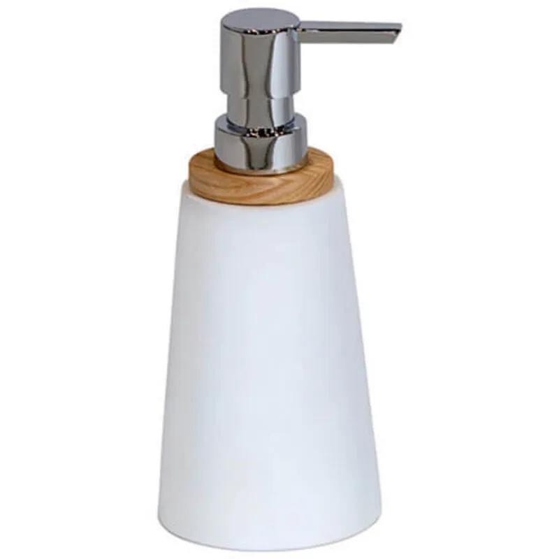 Showerdrape Sonata Black & Bamboo Liquid Soap Dispenser in White White