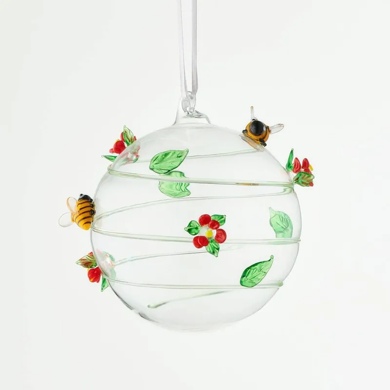 Sienna Glass 10cm Glass Globe Wildlife Collection Bumblebee in Yellow Yellow