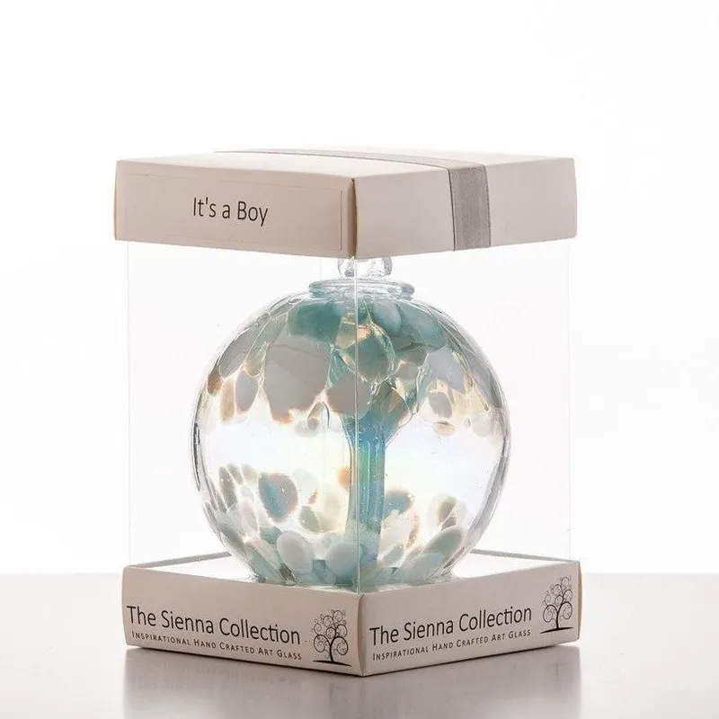 Sienna Glass 10cm Spirit Ball It's a Boy in Blue Blue