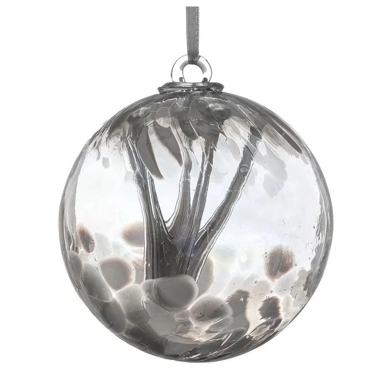 Sienna Glass 10cm Spirit Ball Pastel Silver - Silver