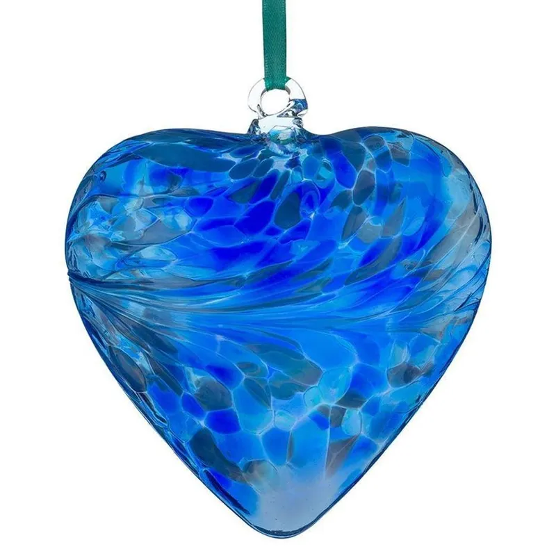 Sienna Glass 12cm Friendship Heart Blue - Blue