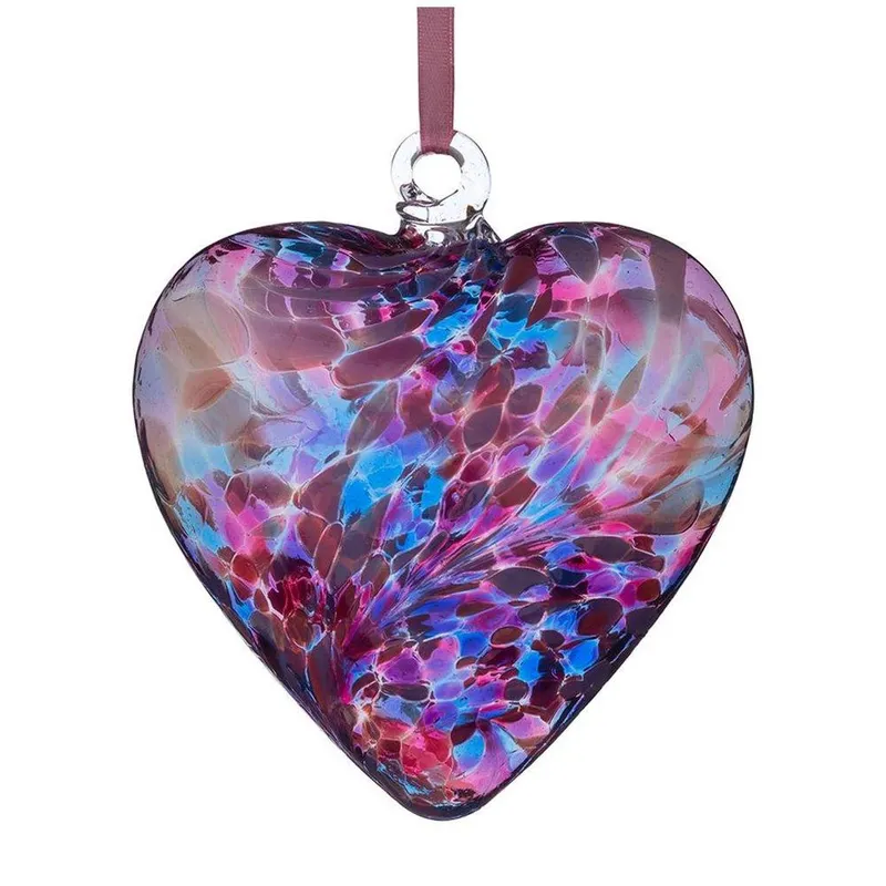 Sienna Glass 12cm Friendship Heart Blue & Pink Blue