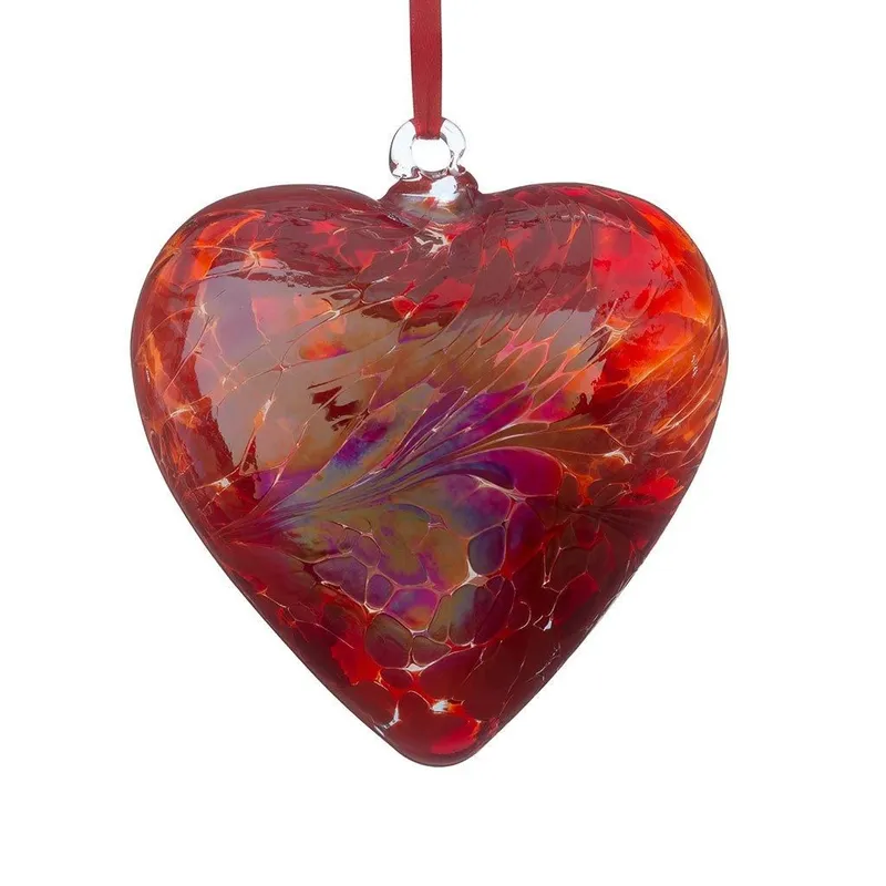 Sienna Glass 12cm Friendship Heart Red in White - White
