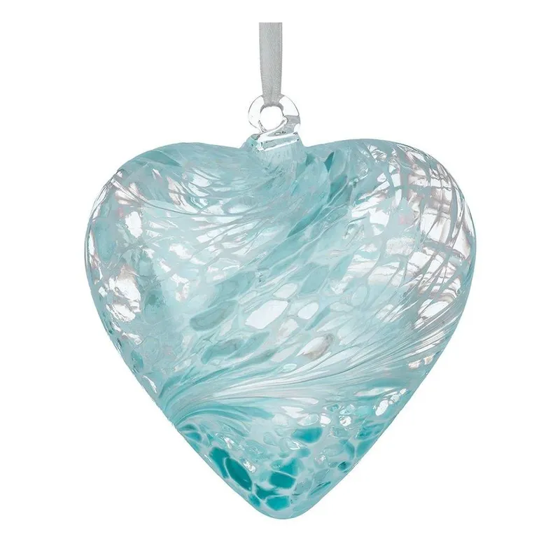 Sienna Glass 8cm Friendship Heart Pastel Blue Blue
