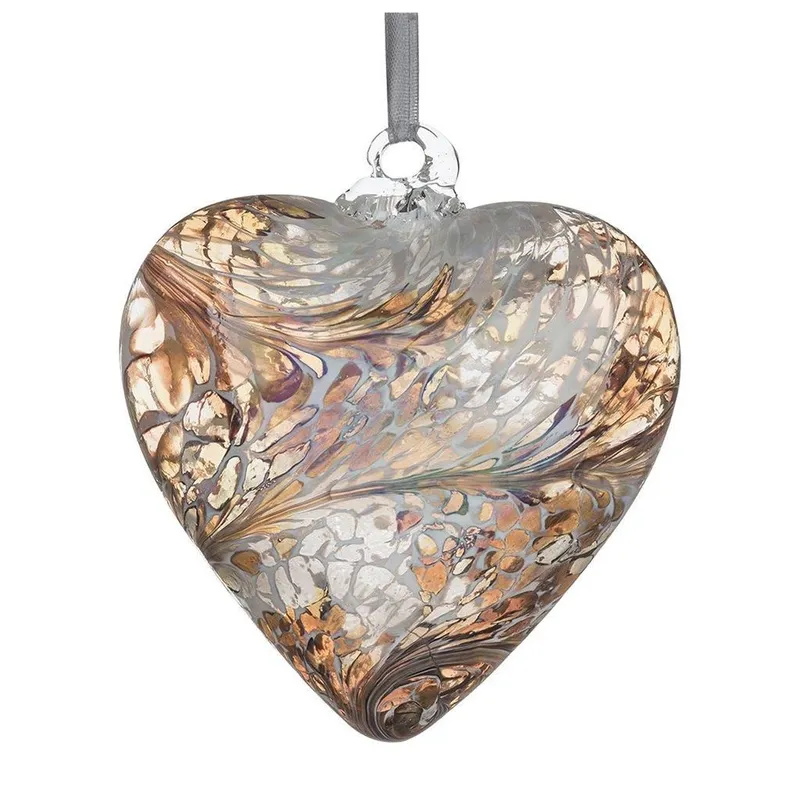 Sienna Glass 8cm Friendship Heart Pastel Gold Gold