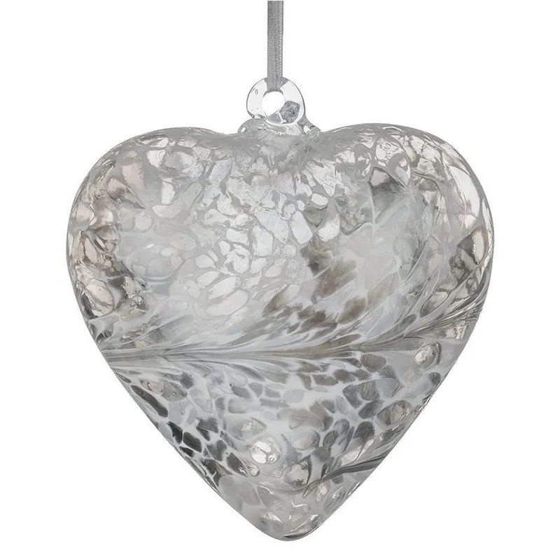 Sienna Glass 8cm Friendship Heart Pastel Silver - Silver
